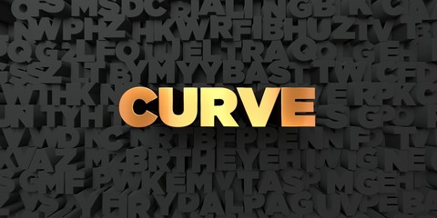 Curve - Gold text on black background - 3D rendered royalty free stock picture. This image can be used for an online website banner ad or a print postcard.