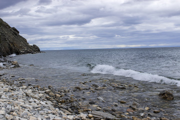 Fototapeta na wymiar rocky shore on the white background