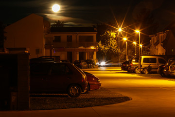 Fototapeta na wymiar Nightime scene of housing area