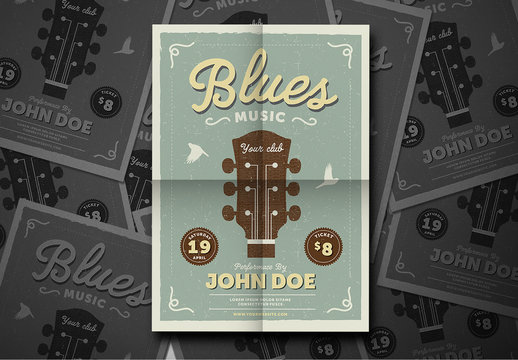 Vintage Jazz & Blues Guitar Flyer Layout