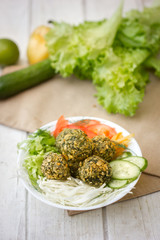 Vertical shot of delicious falafel salad