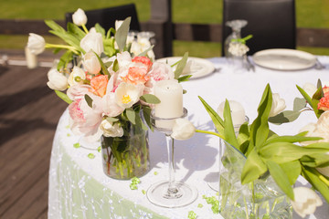 Table set for an event party or wedding reception
