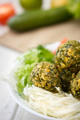 Vertical shot of delicious falafel salad