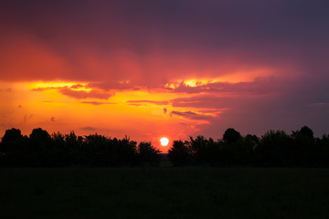 Beautiful sunlight beam at sunset
