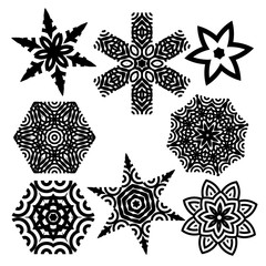 set of elements for design. stylized star, mandala.