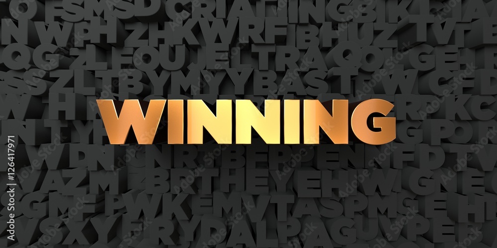 Fototapete winning - gold text on black background - 3d rendered royalty free stock picture. this image can be 