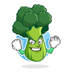 Fototapeta premium Strong broccoli mascot, broccoli character, broccoli cartoon