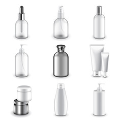 Cosmetic bottles icons vector set
