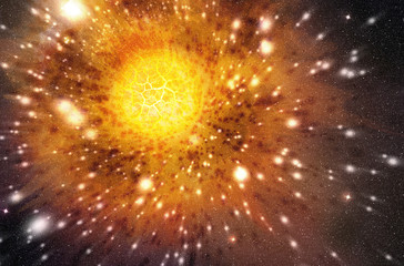 star exploding in the outer space background