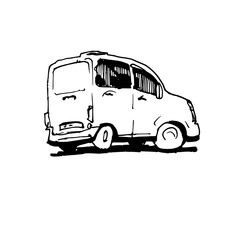 Hand drawn car. Vector illustration.