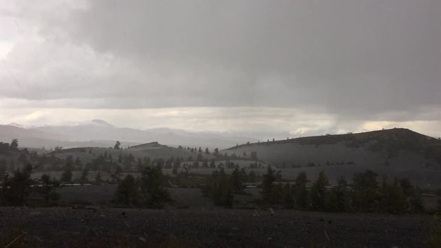 Inferno Cone Overlook Round knoll Kipuka Hail Storm