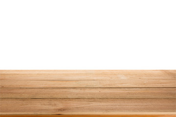blank wood table top with white background