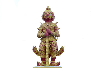 Giant statue in Thai style isolate white background, Public statue in Thailand.