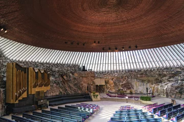 Fototapete Skandinavisch Temppeliaukio rock church famous landmark interior in helsinki f  © TravelPhotography