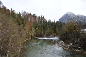 Foto auf Leinwand Fluss, Saalach, Lofer, Au, Weer, Winter, Tal, Schnee © TRFilm