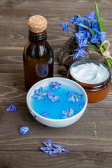 Set for a spa in blue tones