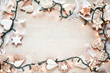 Christmas background with gingerbread