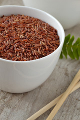 Red rice in a bowl