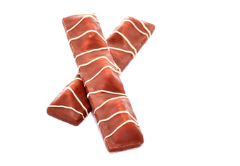 Wafers with chocolate isolated on white