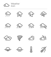 Obraz premium Weather Forecast Vector Line Icon Set