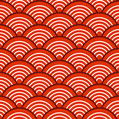 White Red Traditional Wave Japanese Chinese Seigaiha Pattern Background Vector Illustration
