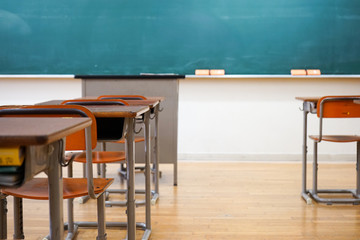 School classroom with blackboard