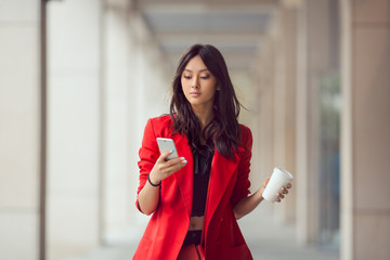 Asian business woman outdoors