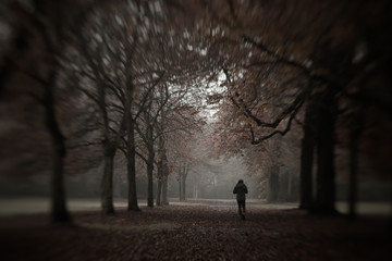 Depression - Mann läuft durch Herbstwald