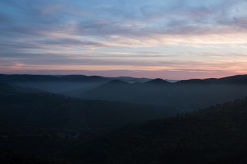 Foggy hills in the morning