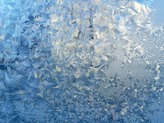 Ice pattern on winter glass