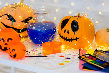 Table with pumpkins