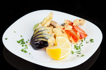 salad vegetables, meat