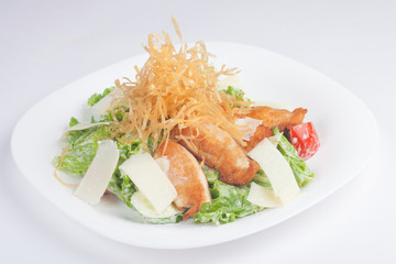 salad vegetables, meat