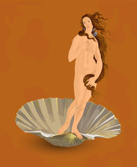 Venus. The ideal of feminine beauty.
Manual tracing figures of Venus (painting "The birth of Venus" by Botticelli). Vector illustration
