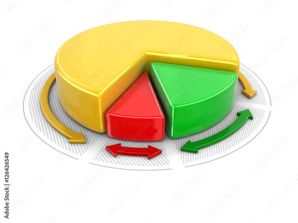 Poster pie chart in 3d. image with clipping path