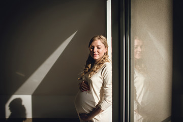 Beautiful pregnant woman at home