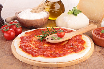 pizza dough and ingredient