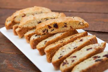 Homemade almond and cranberry cake
