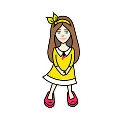  little girl in a dress. Girl with emotion. girl with long hair. child 