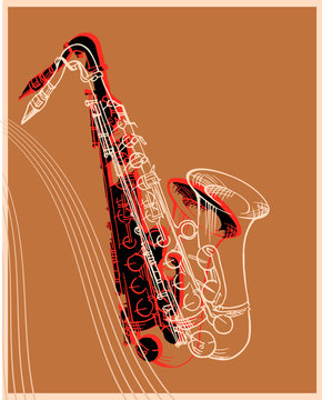 Jazz music festival background template, saxophone poster