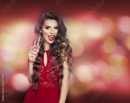 Girl champagne Sexy drinking