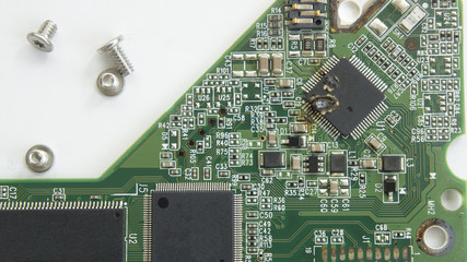 circuit board capacitor chip screw driver  hardware concept
