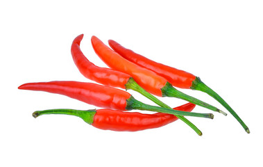 fresh red hot chili pepper isolated on white