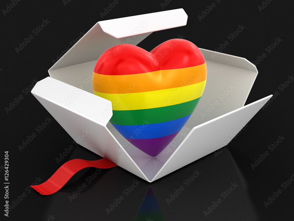 Poster open package with color heart. image with clipping path
