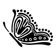 Vector black and white  illustration of insect. Butterfly isolated on the white background. Hand drawn decorative vector logo, icon, sign, tattoo. Graphic vector illustration.