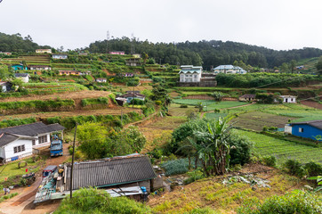 Rural landscape in central highlands of Sri Lanka