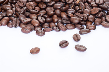 coffee beans on white background , textures, pattern 