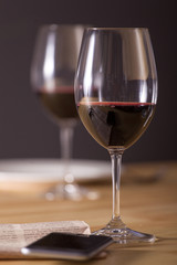 Wine glasses bottle smartphone