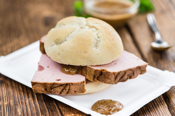 Fresh made Meat Loaf on rustic background