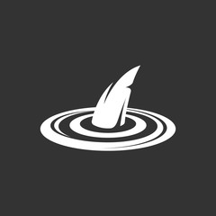 Shark fin logo on black background. Vector icon